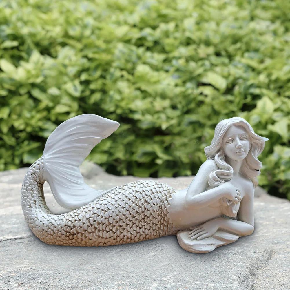 Resin Mermaid Figurine Statue Room Garden Office Master Gift Yard Decor