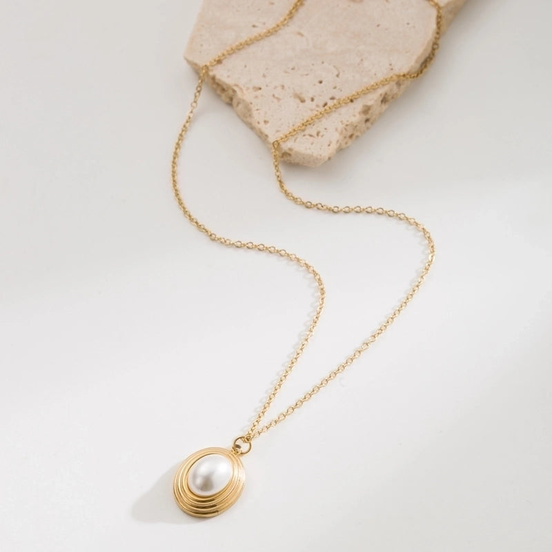 Vintage Style Minimalist Cross Round Heart Shape 304 Stainless Steel Stainless Steel Necklaces