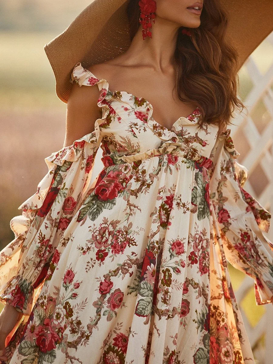 Floral dress with ruffles