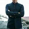 Gioiacombo&trade; Camicia da uomo a maniche lunghe in cotone e lino casual retr&ograve;