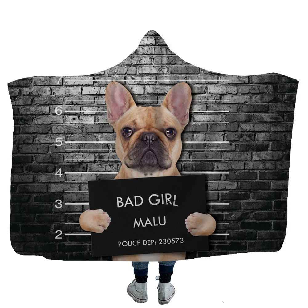 Hooded Blanket 3D Printed Bad Animals For Adults Childs Sherpa Fleece Hoodie Blanket Microfiber Warm Throw Blanket For Home Sofa