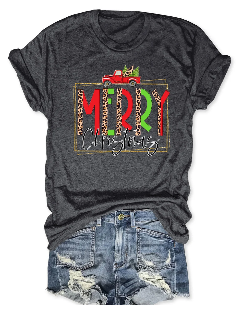 Leopard Merry Christmas Truck T-Shirt