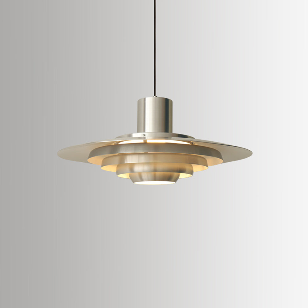 Modern Bauhaus Style Multi Layered Brass Pendant Light