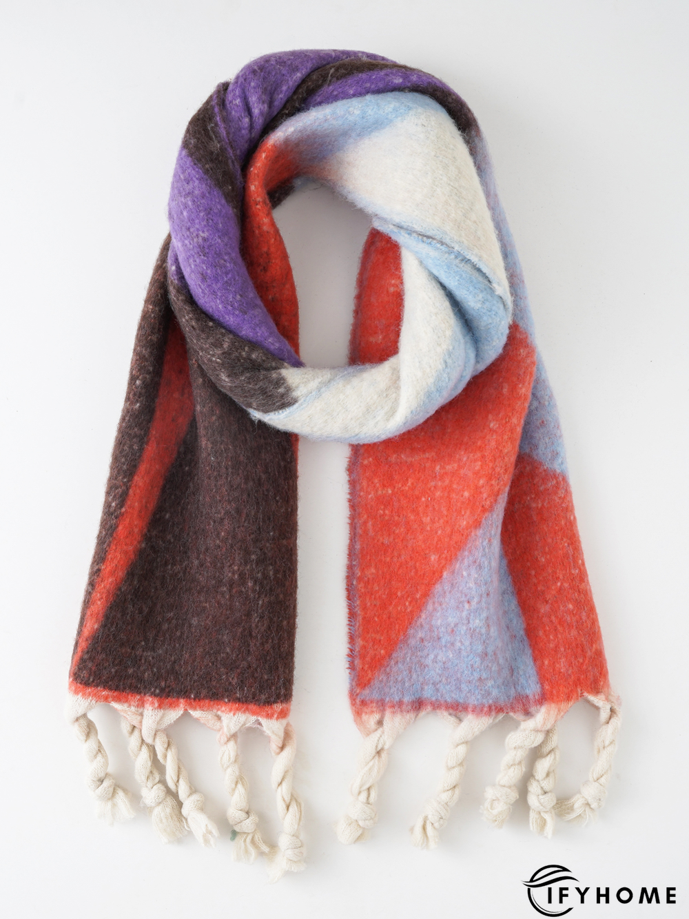 Casual Contrasting Color Abstract Geometric Pattern Wool Scarf Sweater Coat Coat Daily Commuting Accessories | IFYHOME