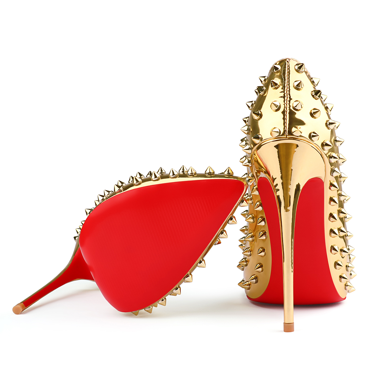 120mm/100mm Red Bottom Women's High Heels Stiletto Rivets Shoes-MERUMOTE