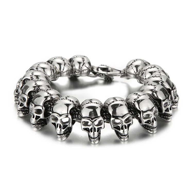 925 Silver Hip-hop Skull Bracelet