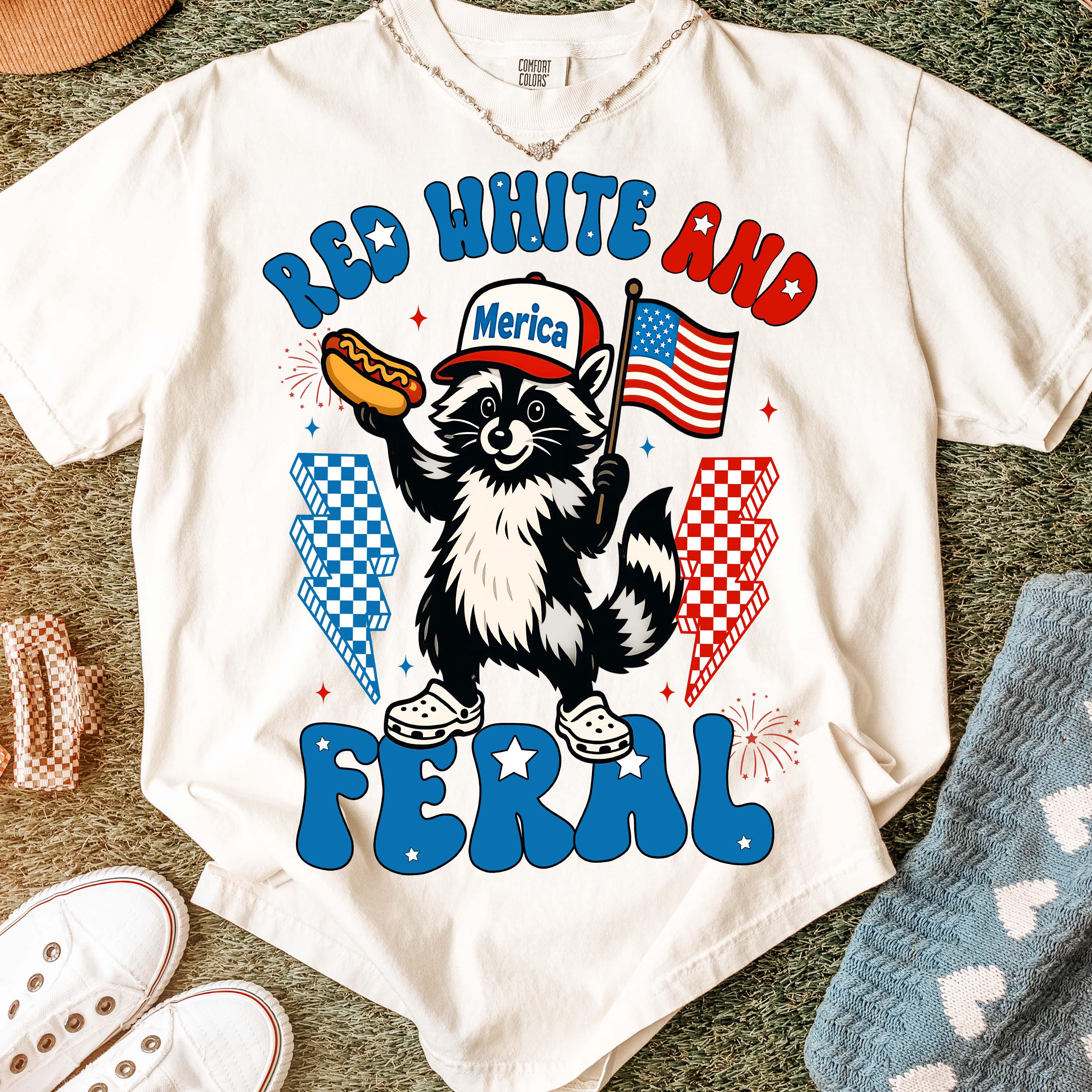 Loveyoufancy Red White and Feral T-shirt