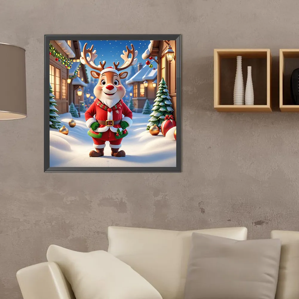 Diamond Painting - Full Round Drill - Christmas Deer(Canvas|40*40cm)