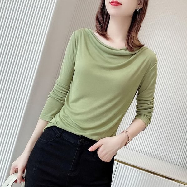 Women's Spring Autumn Blouses Shirt Women's Knitting Long Sleeve O-Neck Korean Casual Tops - Shop Trendy Women's Clothing | LoverChic