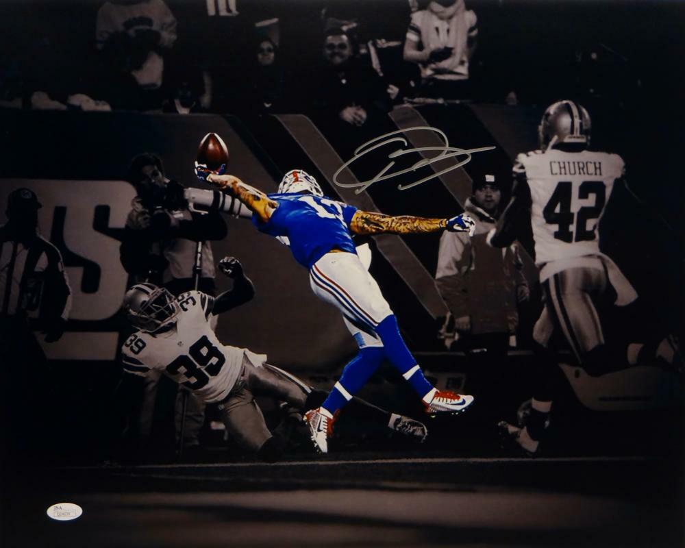 Odell Beckham Autographed NY Giants 16x20 B/W & Color Photo Poster painting- JSA Auth