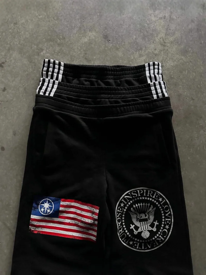 Athvotar Athvotar Waist New Trendy Broad Leg Trousers New Letter Embroidery Street Style Fashion Personality