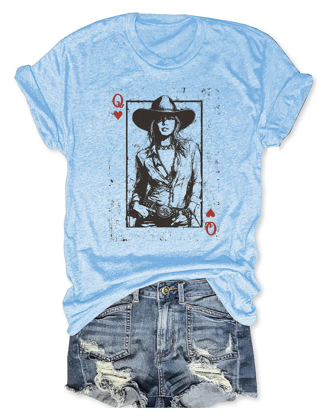 Cowgirl Queen Of Hearts Card T-shirt