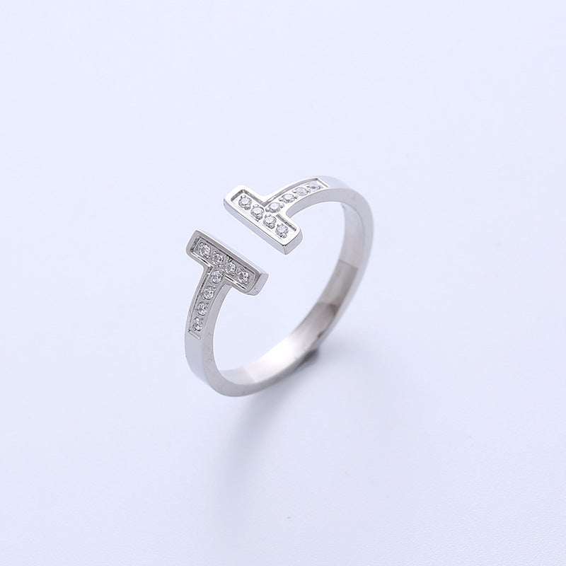 Women IG Style Stripe Fruit Titanium Steel Electroplating Rings