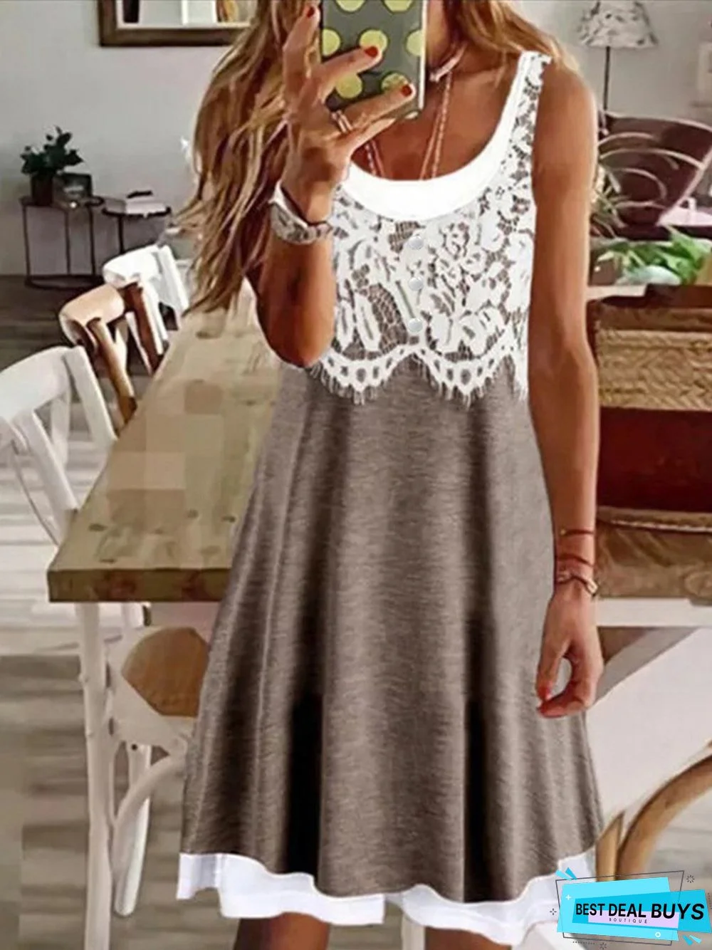 Plain Crew Neck Casual Short sleeve Knit Dress