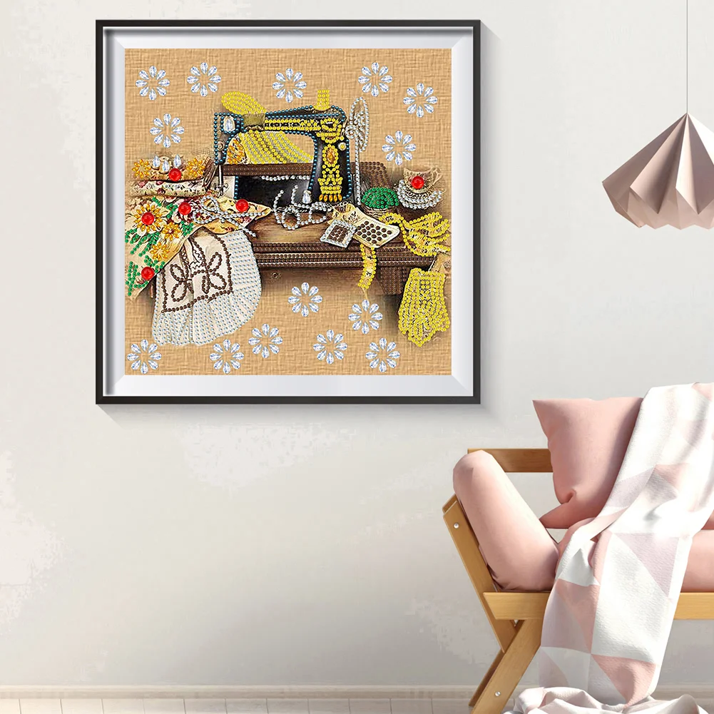 Diamond Painting - Partial Special Shaped Drill - Sewing Machine(Canvas|30*30cm)