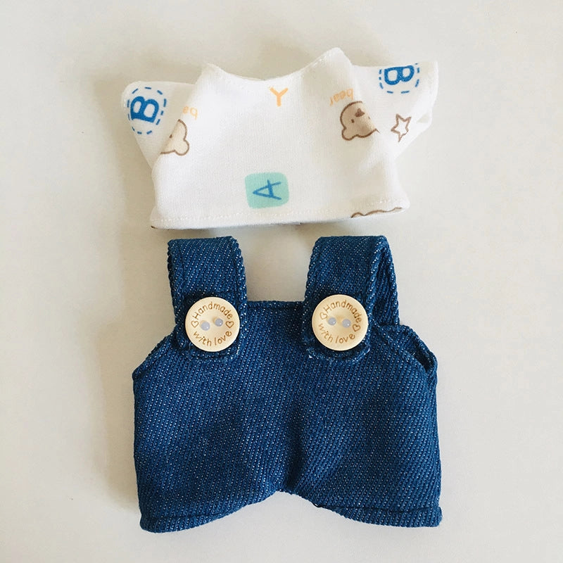 17cm Vinyl Plush Doll Clothes Pull Cloth Pendant T-shirt Button Suspender Pants Clothing Accessories Blind Box Doll Clothes