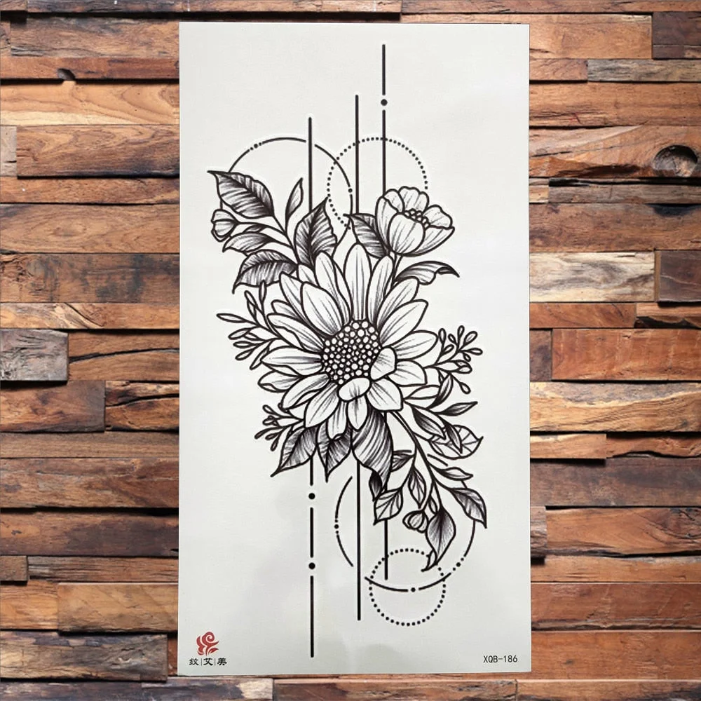 Black Dragon King Temporary Tattoo For Men Women Tree Snake Flower Tattoos Waterproof Unique Sword Flash Fake Tatoos Armbands