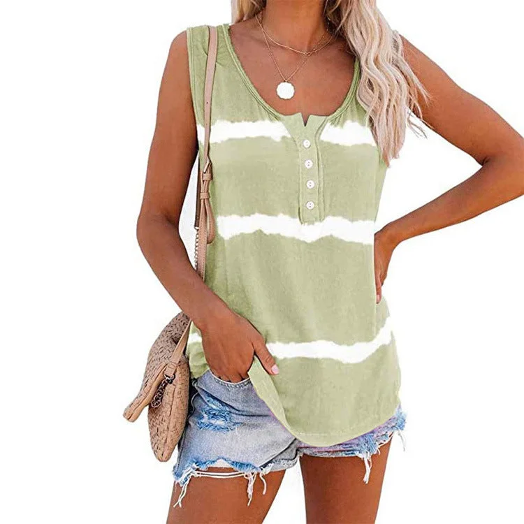 Printed button vest in stock