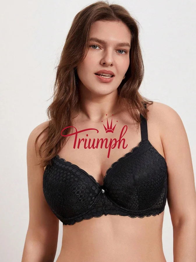 Triumph - (3 ks) D&aacute;mska obyčajn&aacute; čipkovan&aacute; podprsenka veľkej veľkosti