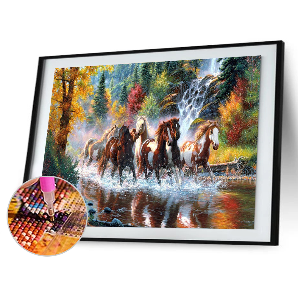 

(Multi-Size) Horse - Round/Square Drill Diamond Painting - 40*30CM, Round diamond 40*50cm, 501 Original