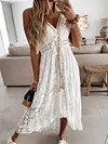 Lacy Crochet Condole Belt Midi Dress