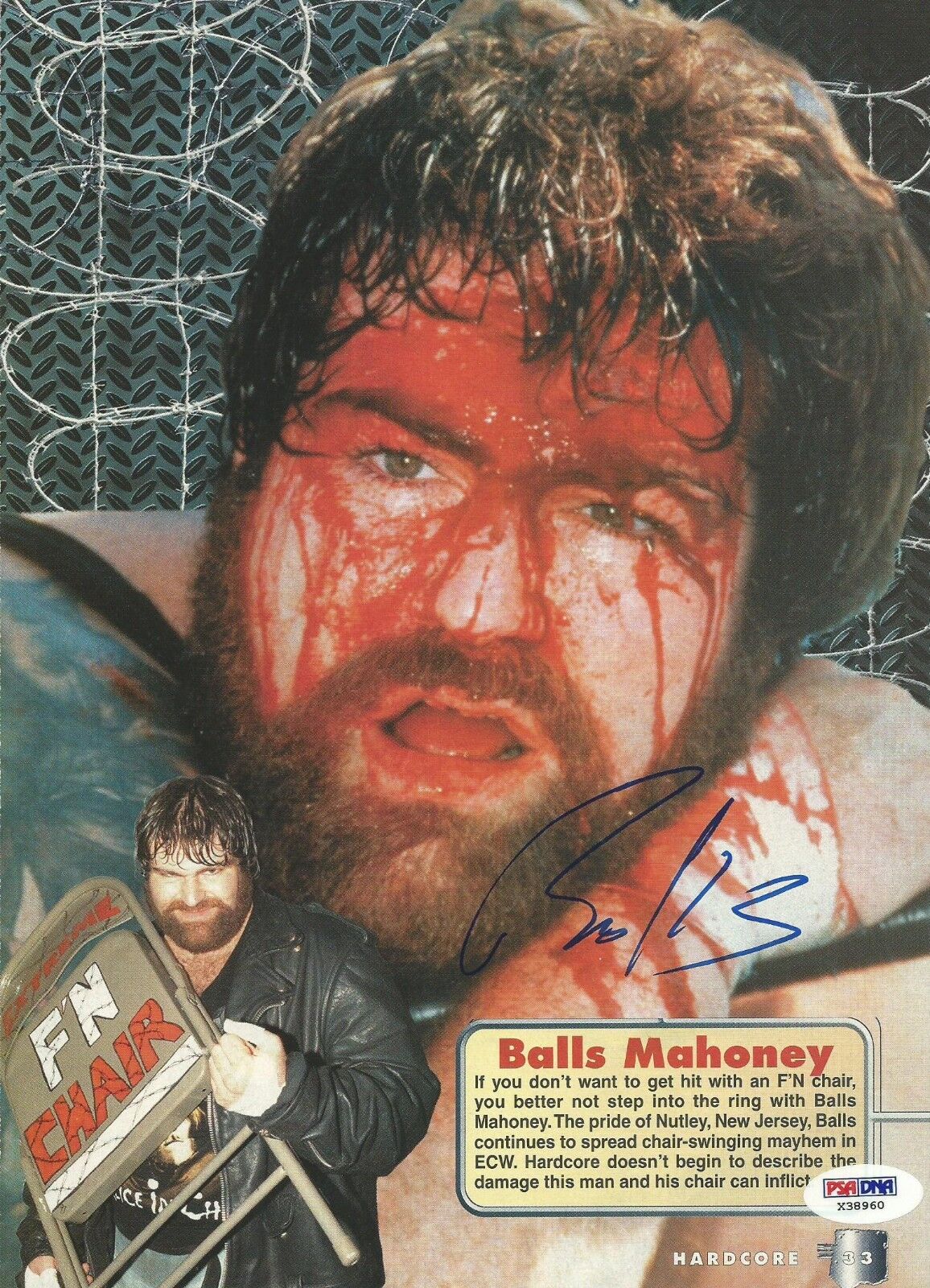 Balls Mahoney Signed 8x10 Magazine Photo Poster painting PSA/DNA COA ECW WWE Autograph Picture 1