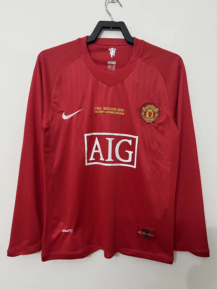 2007-08 Manchester United Home Long Sleeve Retro Shirt - Champions League Edition