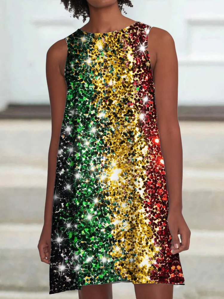 Black Pride Gradient Glitter A Line Mini Dress