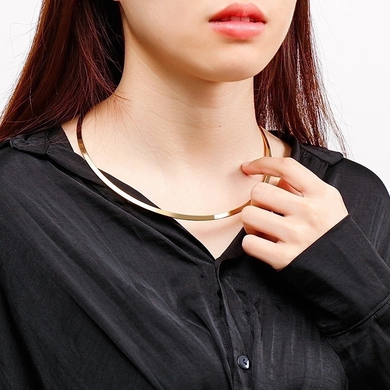 Casual Retro Geometric Stainless Steel 18K Gold Plated Choker