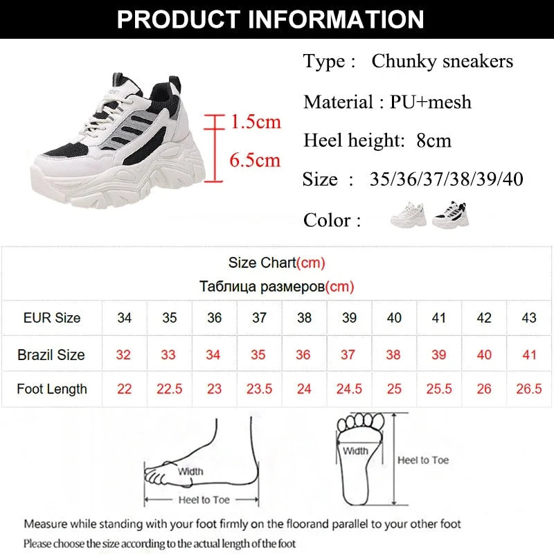 Spring Autumn Chunky Sneakers For Women 2022 Fashion Platform Vulcanized Shoes Woman Black Beige Thick Bottom Trainers