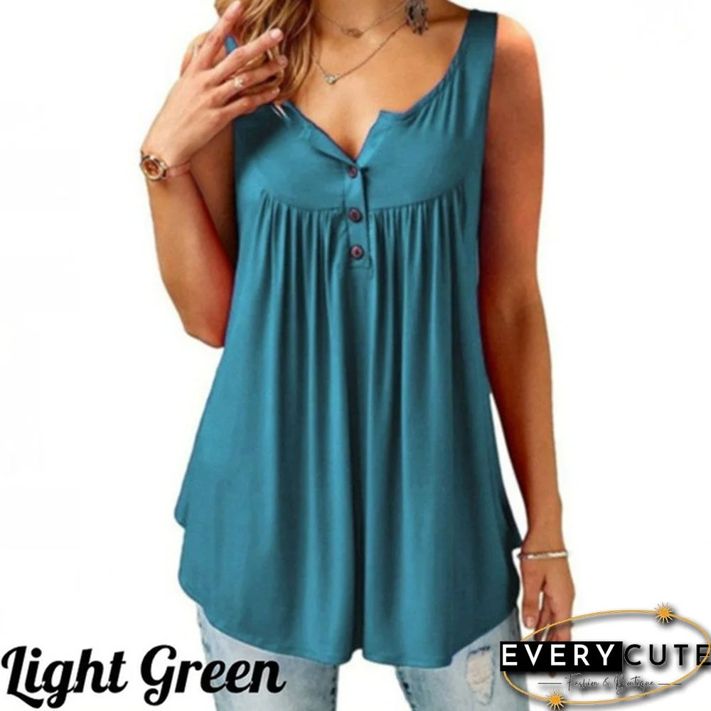 Fashion Women Clothes Spring Summer Casual Sleeveless Camisole Tops Solid Color Cotton Button-down Shirts Ladies Plus Size Loose Cami Tank Top Deep V-neck Halter Blouse