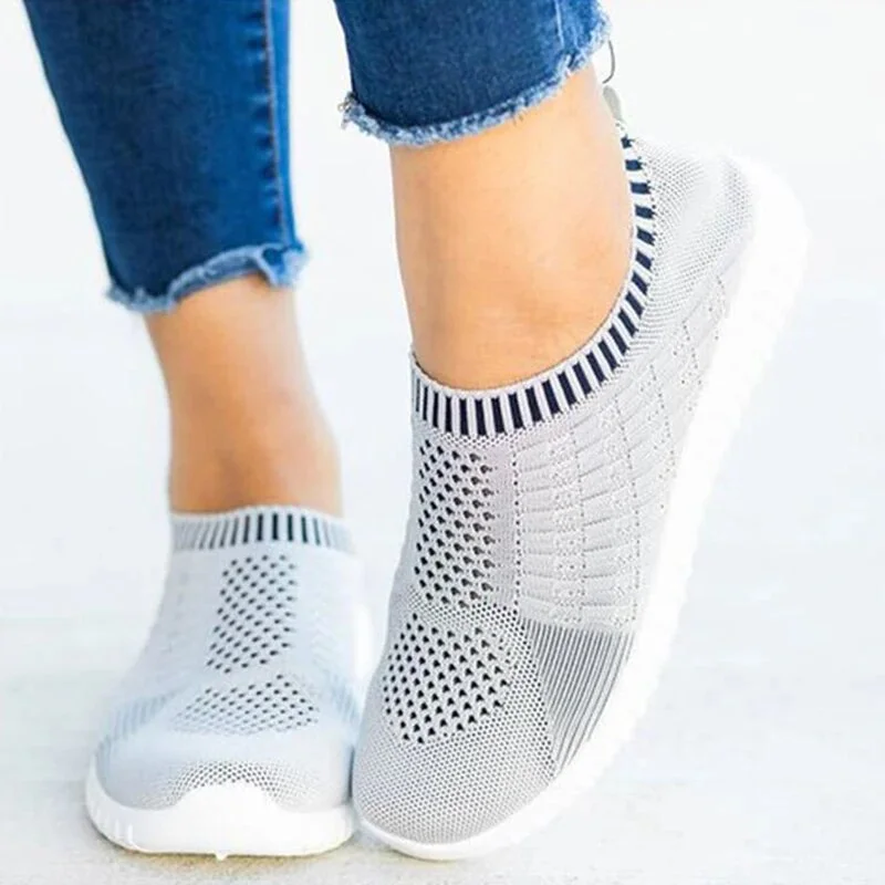 Zhungei Breathable Mesh Women Sneakers 2024 autumn Comfortable Running Shoes Woman Soft Sole Knitted Sock Shoes Plus Size 35-43