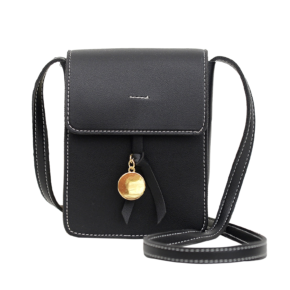 

Simple Crossbody Bag Women Multi-layer PU Shoulder Phone Pouch -Black, 501 Original