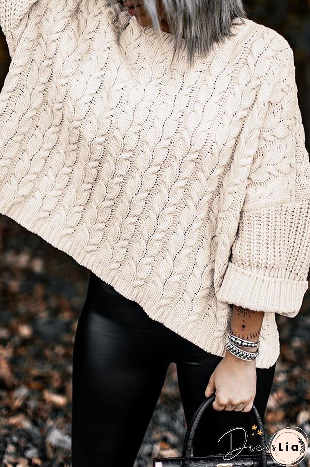 Solid Color Round Neck Sweater P15039