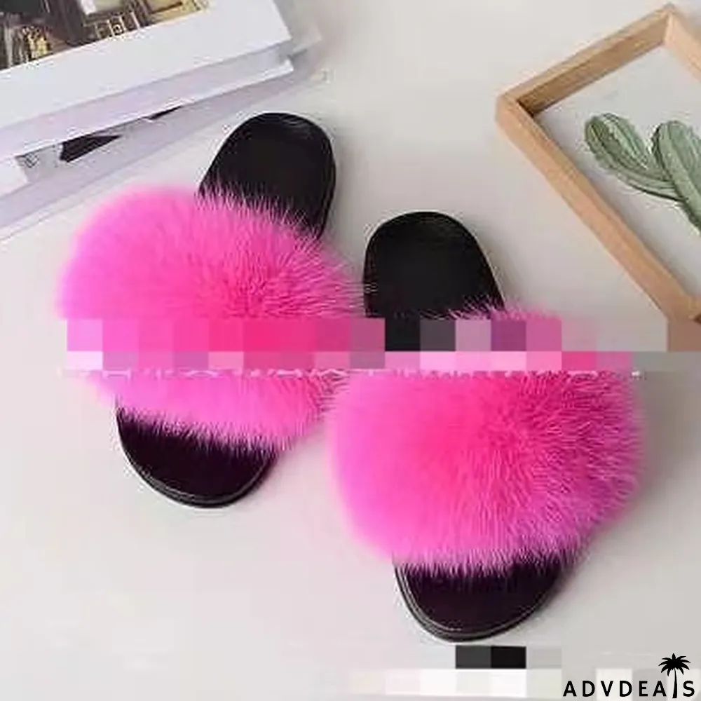 Furry Slippers Flat Half-drag Slippers