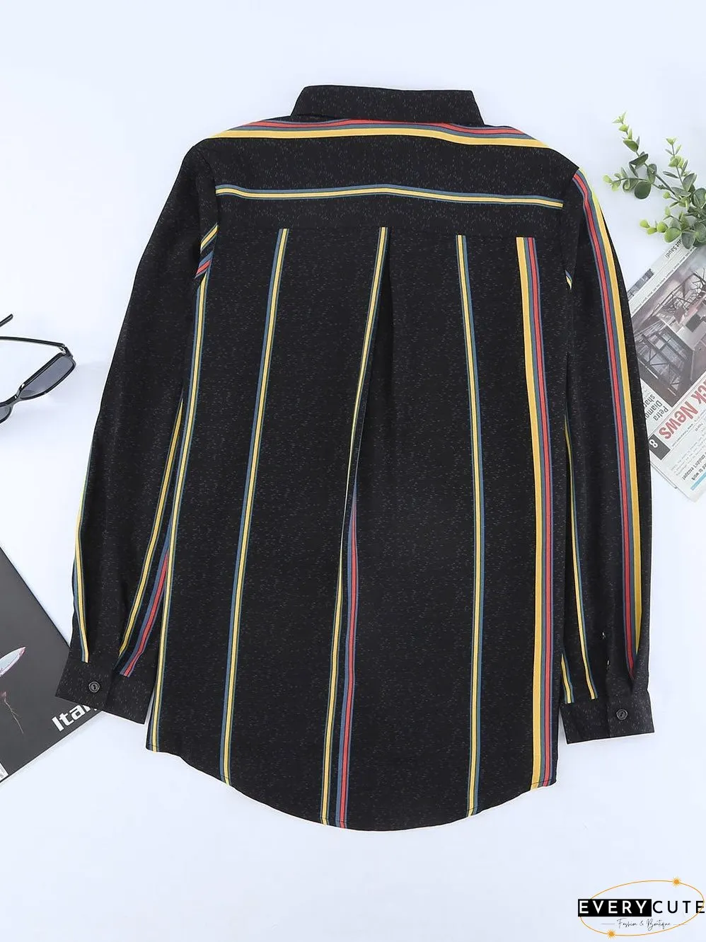 Women's Vertical Striped Button-Down Shirt