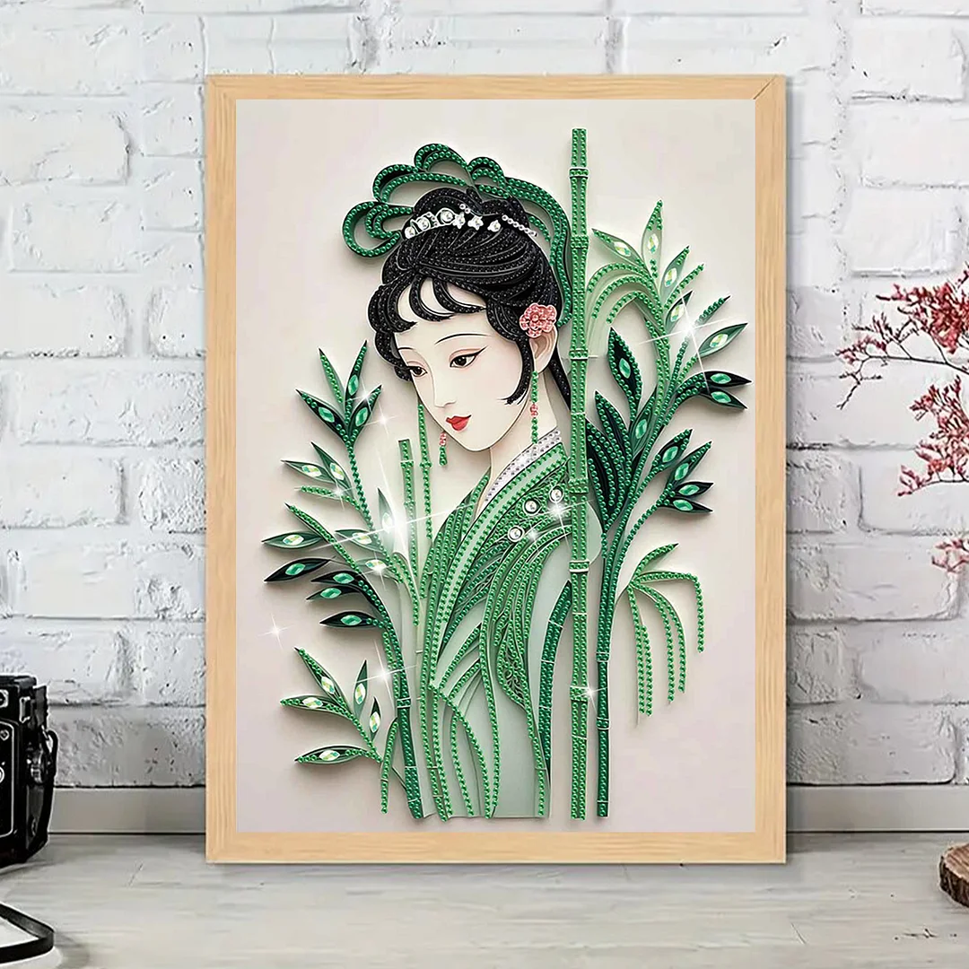Diamond Painting - Partial Special Shaped Drill - Bamboo Beauty(Canvas|30x40cm)