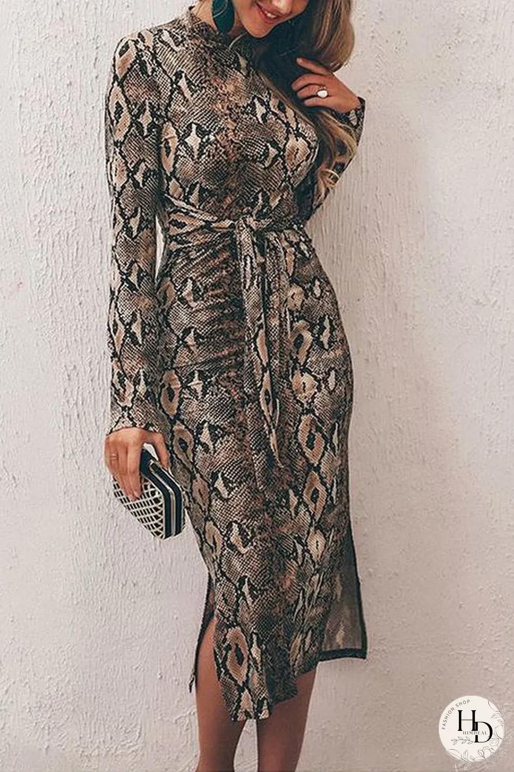 Snake Skin Pattern Package Hip Dress