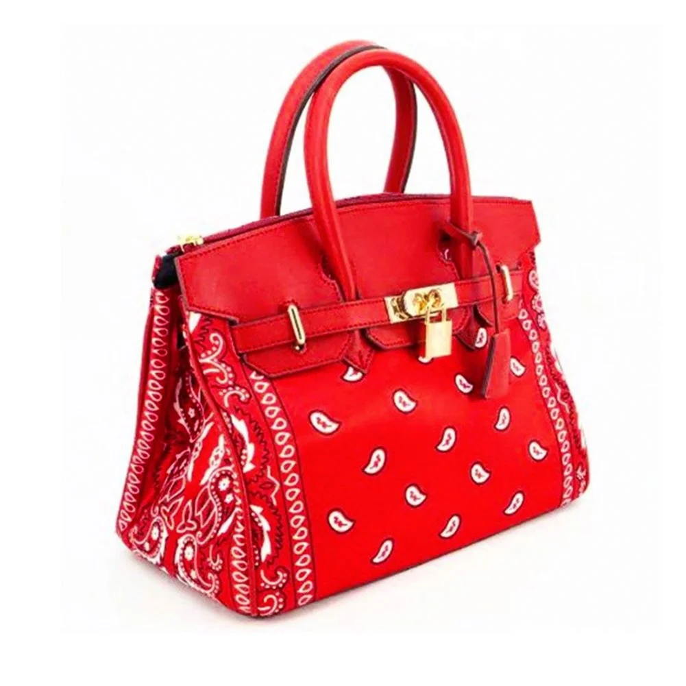 New Upgraded Version 2021 Pink Black Red Blue Elegant Paisley Printed Handbags Women Trendy Large Capacity Office Lady Bags