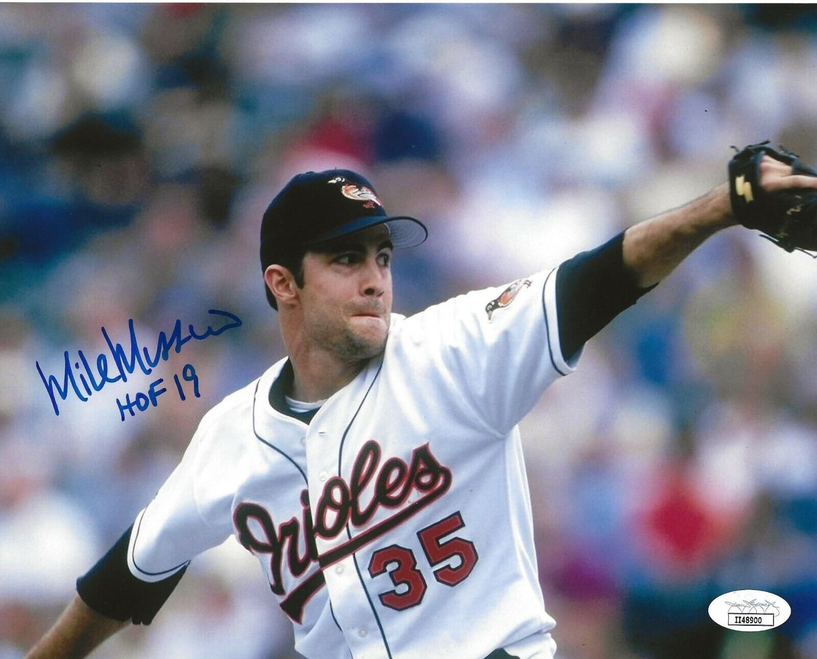 Mike Mussina signed Baltimore Orioles 8x10 Photo Poster painting W/ HOF Inscription 2 JSA