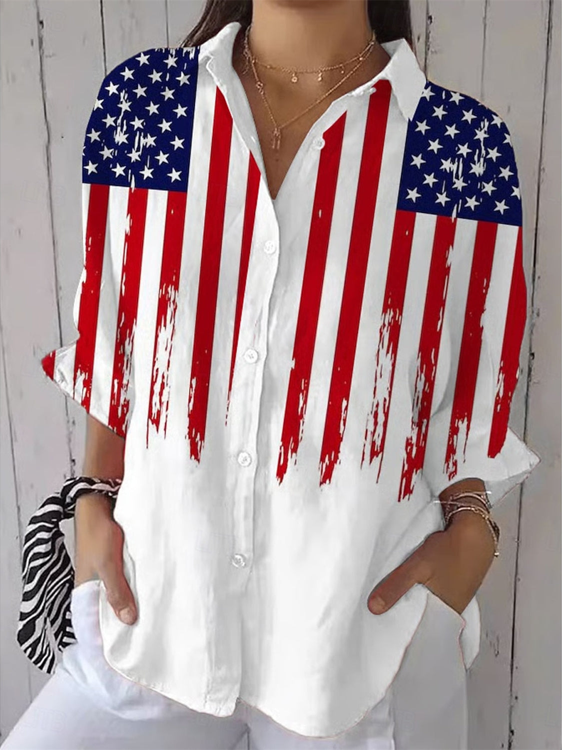 Women Long Sleeve V-neck Graphic Floral Printed Top