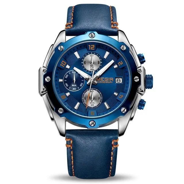 Watch Multi-function Chronograph Unisex Leather Quartz Watch