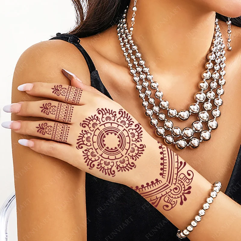 Sdrawing Drawing Henna Template for Hand Henna Tattoo Stencil Flower Tattoo Design for Women Wedding Festival Party Tatoo Tools