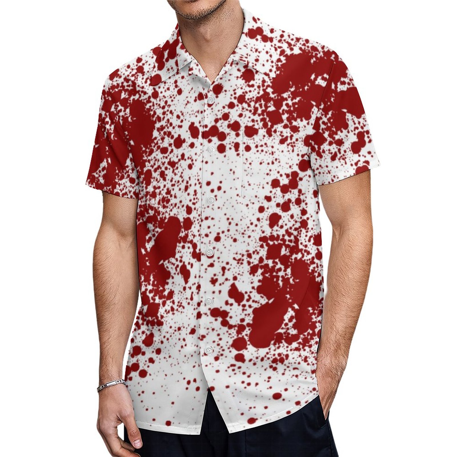 Bloody Mess Hawaiian Shirt Mens Button Down Plus Size Tropical Hawaii Beach Shirts