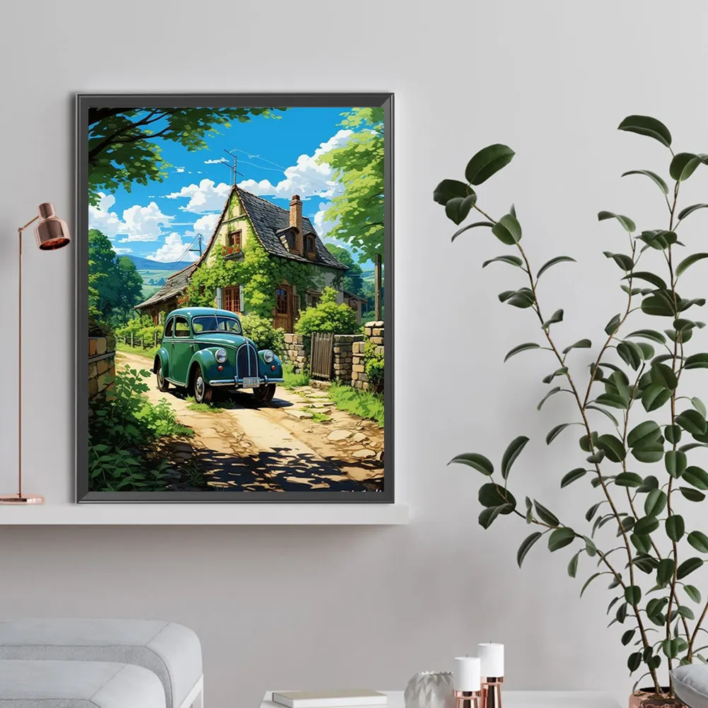 Full Round Diamond Painting 30*40cm - Woods Classic Car