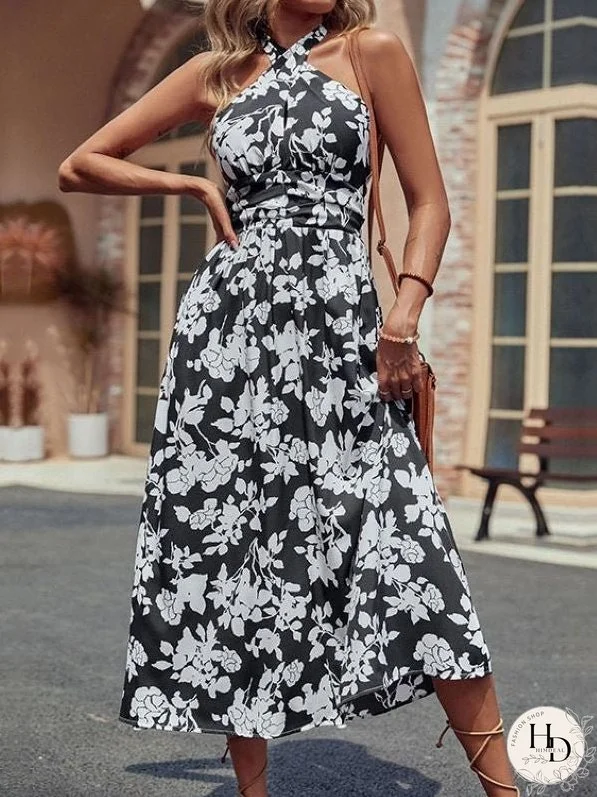 Halter Print Dress