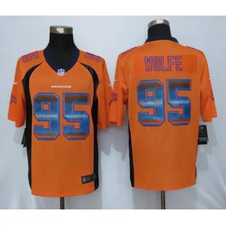 Broncos #95 Derek Wolfe Orange Team Color Men's Stitched NFL Limited Strobe Jersey