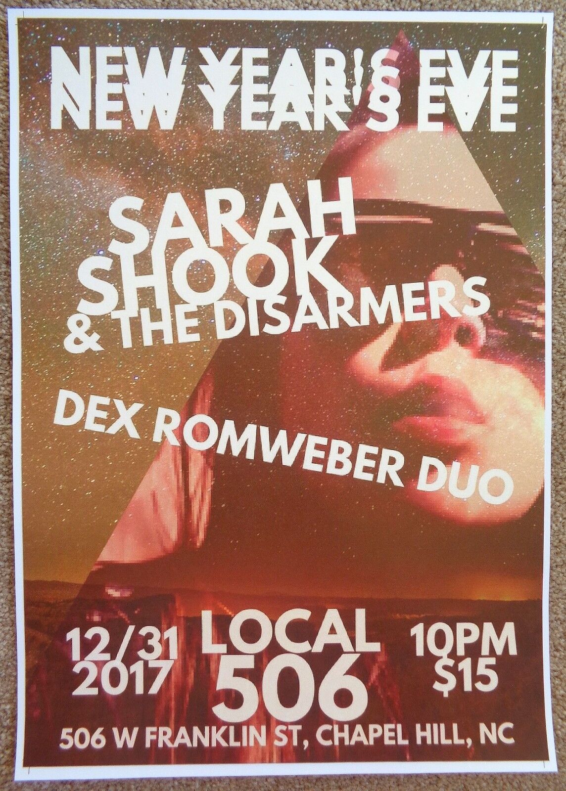 SARAH SHOOK & THE DISARMERS 2017 Gig POSTER Chapel Hill North Carolina Concert