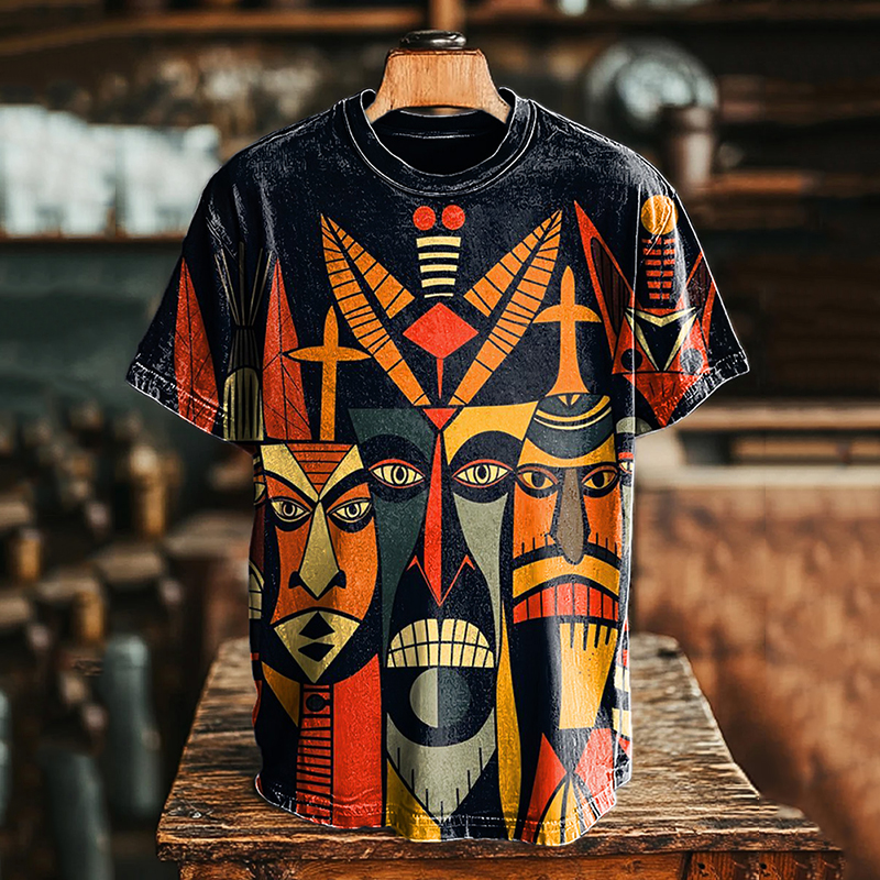 Abstract Tribal Mask Painting Art Print T-shirt