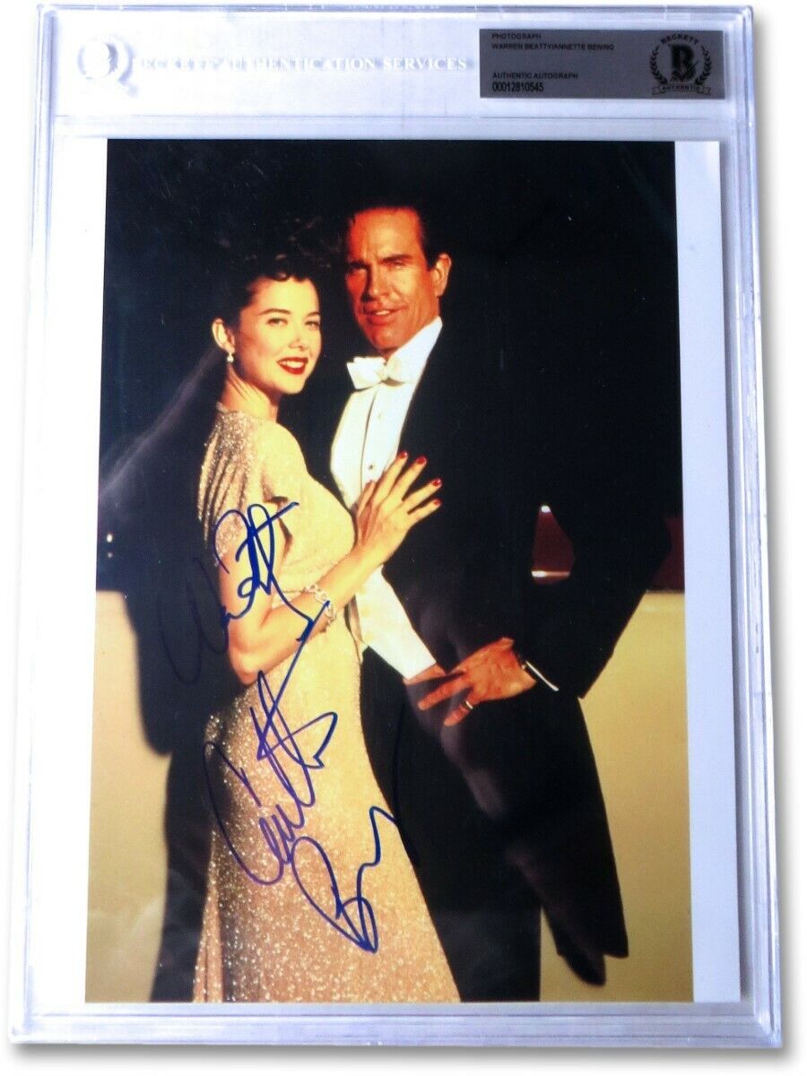 Warren Beatty Annette Bening Signed Autographed 8X10 Photo Poster painting Bugsy Beckett BAS